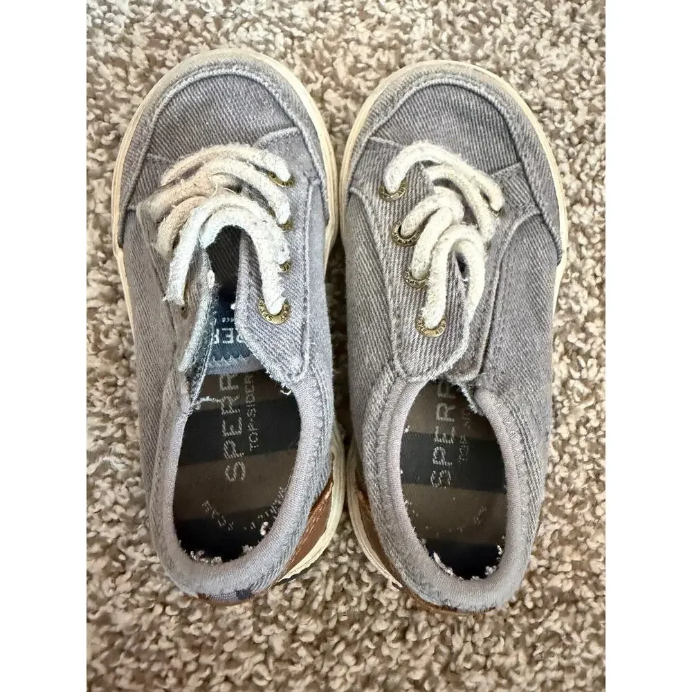 Kids Sperry Top-Sider Grey Sneakers - Size 7 M - Youth Boat Shoes